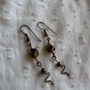 Boho Artisan Glass Bead Dangle Earrings Multicolor Handmade Style
